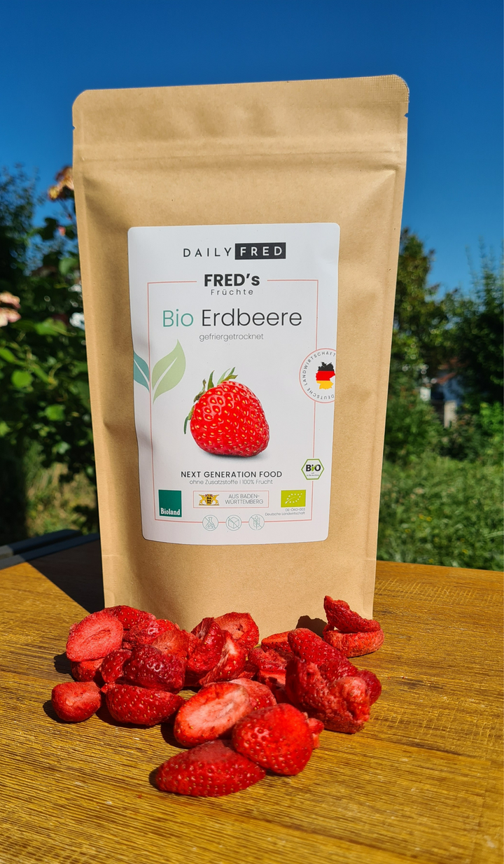 Gefriergetrocknete Bio Erdbeeren – DailyFred